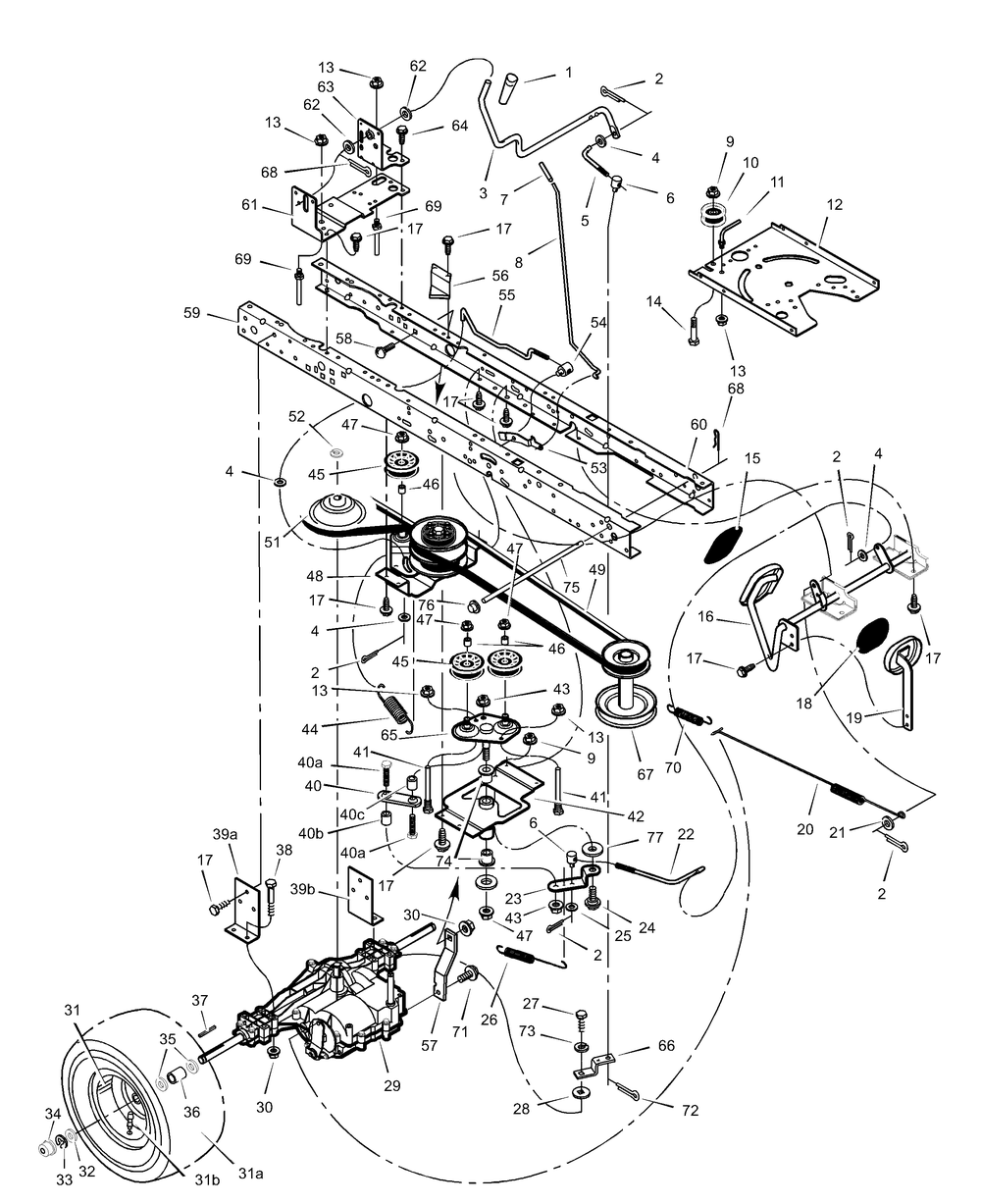 Motion Drive Diagram and Parts List for 425306X48A 2003 Briggs and Stratton Lawn Tractor